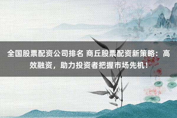 全国股票配资公司排名 商丘股票配资新策略：高效融资，助力投资者把握市场先机！