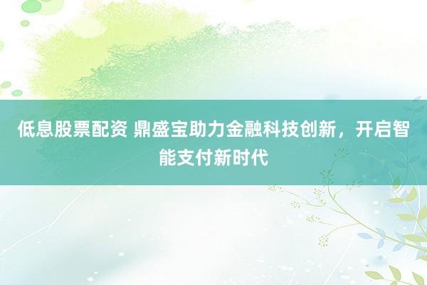 低息股票配资 鼎盛宝助力金融科技创新，开启智能支付新时代