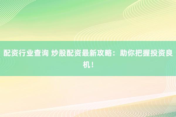 配资行业查询 炒股配资最新攻略：助你把握投资良机！