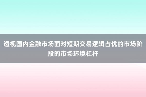 透视国内金融市场面对短期交易逻辑占优的市场阶段的市场环境杠杆