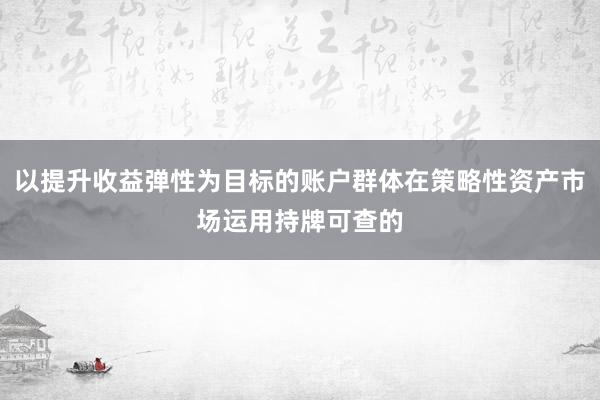 以提升收益弹性为目标的账户群体在策略性资产市场运用持牌可查的